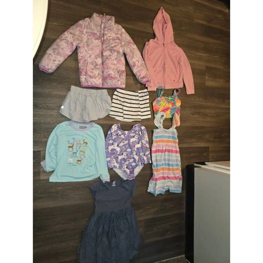 Girls Clothing Lot 8 Pc Size 7/8 Wonder Nation Puffer Jacket Dress Skirts Tops